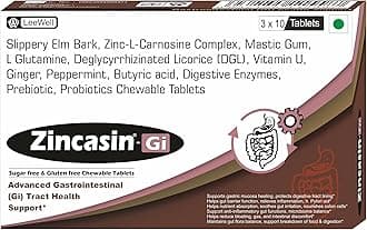 Gi Advanced Gut Health, Digestive Discomfort Care | Leaky Gut, Stomach Lining, Ulcer Aid | Zinc L Carnosine, Mastic Gum, L Glutamine, Deglycyrrhizinated Licorice root (DGL), Vitamin U, Slippery Elm, Ginger, Peppermint, Digestive Enzymes, Prebiotic, Probiotics Supplement - 30 chewable tablets (Sugar Free)