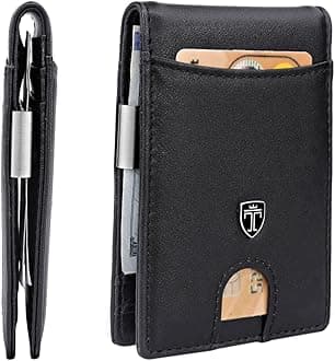TRAVANDO Money Clip Wallet"RIO" - Mens Wallets slim Front Pocket RFID Blocking Card Holder Minimalist Mini Bifold Gift Box (Black and Black)