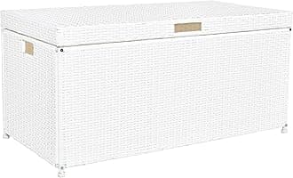 JeCo Outdoor 70 Gallon Wicker Deck Storage Box Color: White