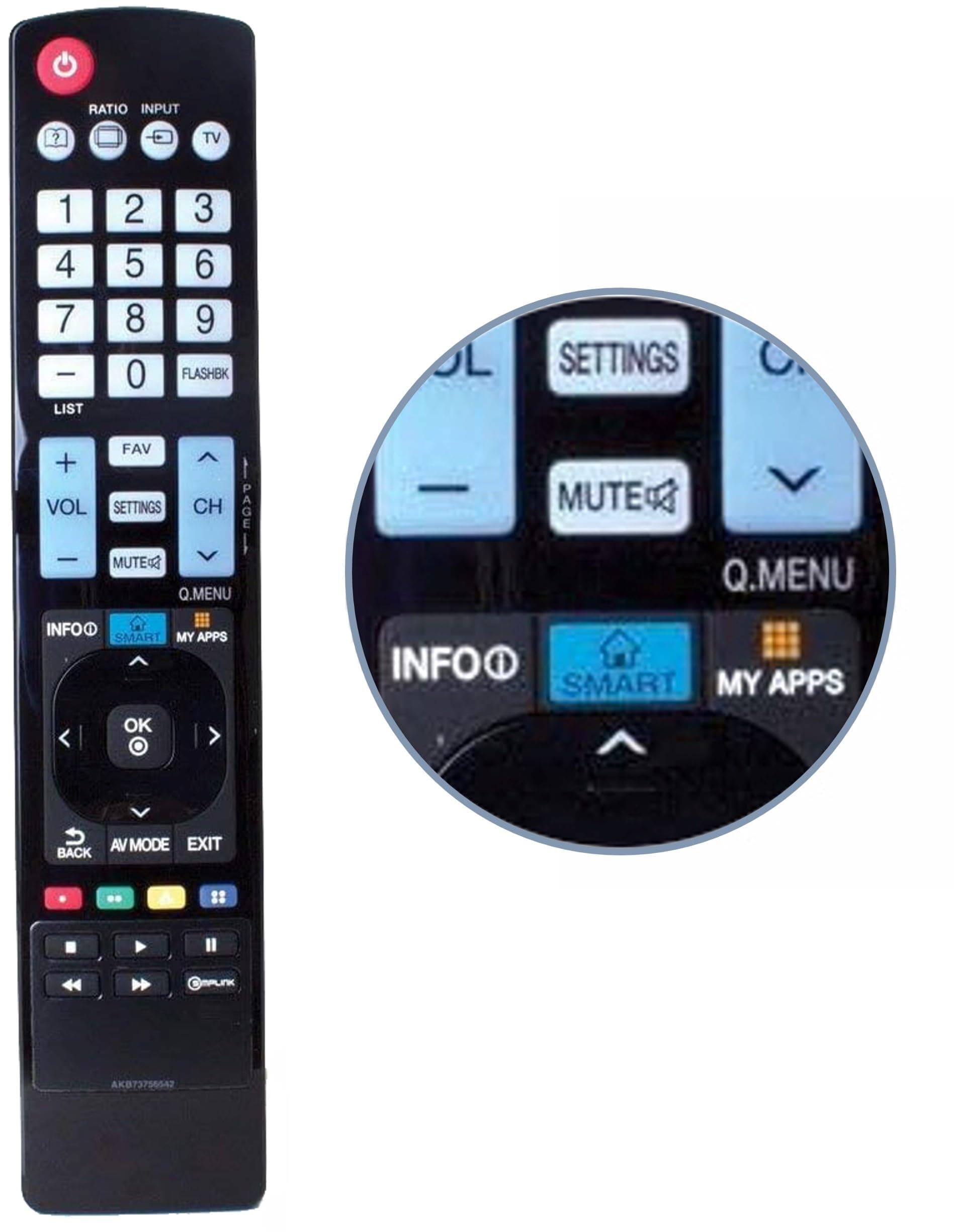Smartby Replacement LG AKB73756542 SMART TV FULL FUNCTION REMOTE CONTROL (AGF76692608)