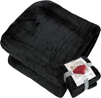 Queen Blanket Soft Extra Large for Fall Winter Spring All Season Cozy Warm 430GSM Medium Weight Thermal Thick Flannel Fleece for Couch Bed Sofa 88 x 95 inches (Black, 2)