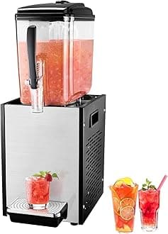 VEVOR Commercial Beverage Dispenser, 12 L / 12.7 QT Juice Dispenser, 246W 304 Stainless Steel Food Grade Ice Tea Drink Machine with 45°F-54°F Cooling Temperature, for Cold Drink Restaurant Bar Party