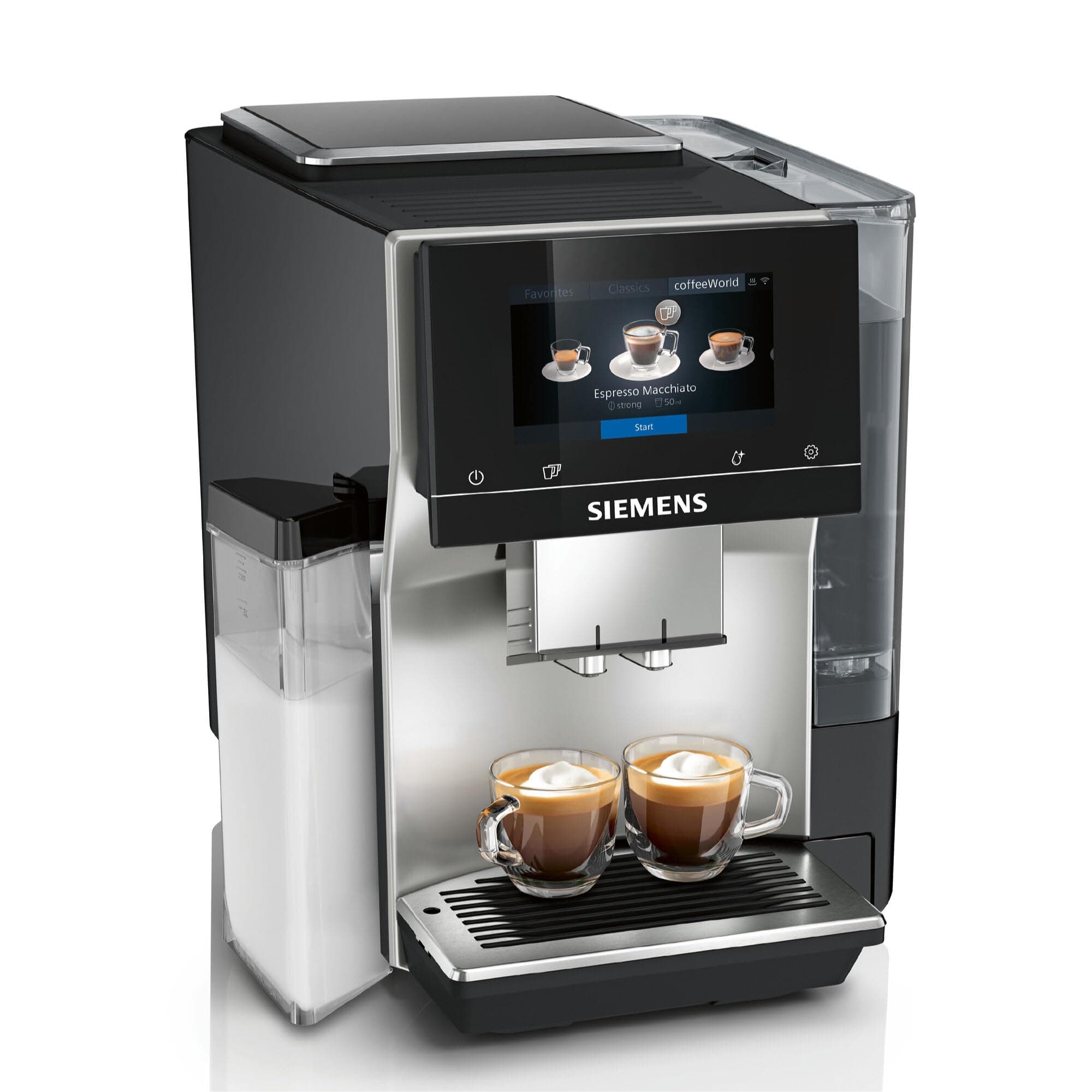 EQ700 Fully Automatic Bean to Cup Coffee Machine, 5" Touch Screen Display, Cold Brew/Slow Brew, Integrated Milk Container, 30+ Coffee Beverages, Home Connect, TQ713GB3