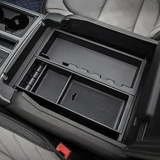 PIMCAR Center Console Organizer for Ford F150 2021 2022 2023, F150 lightning 2022 2023 Armrest Storage Box Accessories ABS Plastic (Work Great with The Factory Tray)-One Tray