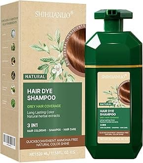 SHIHUANUO Hair Dye Shampoo 3 in 1 for Gray Hair Coverage, Herbal Ingredients Natural Shampoo Hair Dye for Women & Men/Ammonia-Free 520ml(Dark Brown)