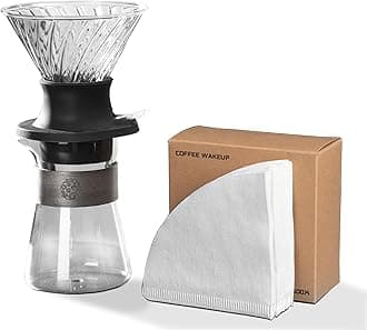V60 Coffee Kit - Dual-Use Pour Over Coffee Maker with Leak-Proof Valve, One-Click Release, Includes V02 Filters Paper & Pot,Black Transparent
