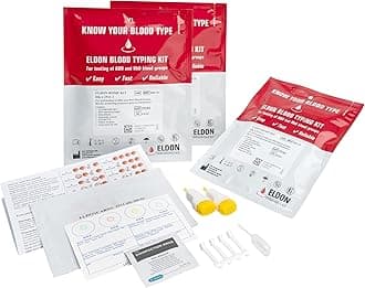 Eldoncard Blood Typing Kit, 3 Test Pack, Know Your Blood Type, Accurate Instant Home Testing, Determine A, O, B, Rhs-D Negative & Positive Groups