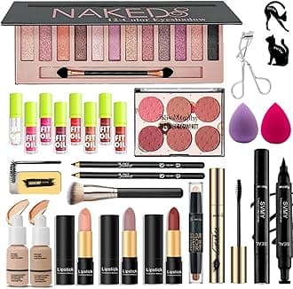 28 Pcs All in One Full Makeup Kit for Women, Makeup Set for Women&Beginner,Eyeshadow, Foundation, Lipsticks, Eyeliner, Mascara, Brow Soap Make Up Gift Set for Women Teen Makeup Kit For Girl