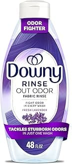 Downy RINSE & REFRESH Laundry Odor Remover and Fabric Softener, Fresh Lavender, 48 fl oz, Safe on ALL Fabrics, Gentle on Skin, HE Compatible