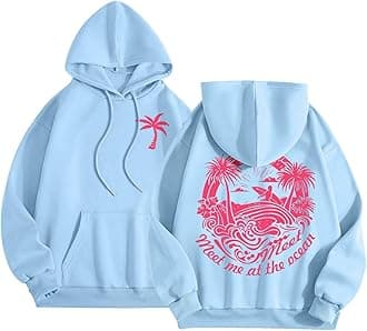 FAEXUMPink Pom Puff Hoodie for Teen Girls Graphic Hoodie Cute Preppy Sweatshirt Long Sleeve Drawstring Tops With Pockets