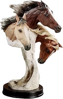 Touch of Class Wild at Heart Horse Sculpture - Resin - Brown, Black, Wheat - Horses Decor Head Bust for Bedroom, Living Room, Office, Bookshelf, Entryway, Foyer - Noble Companions