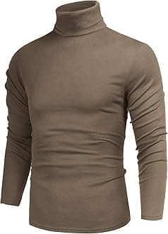 Poriff Men's Casual Slim Fit Basic Tops Knitted Lightweight Turtleneck Pullover Sweater