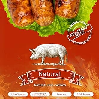 1.0LBS 100% Natural Hog Casings for Home Make Sausage, Makes 70 LBS Sausages, Great for Ideal Sausage Casing or Pork Casing for Italian Sausages, Breakfast Sausage