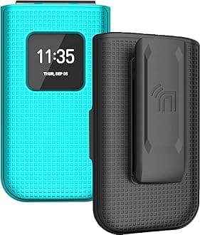 Case with Clip for Nokia 2720 V Flip Phone, Nakedcellphone [Teal Mint Cyan] Snap-On Hard Shell Cover with [Rotating/Ratchet] Belt Hip Holster Holder for Verizon TA-1295