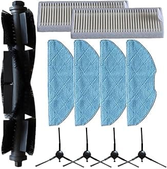 Vacuum Cleaner Replacement Parts Kit For Eureka Lvac Voice Nuo Dynaking R21 For LG R580HK R585HK With Main Brush Side Brushes HEPA Filters Microfiber Mop Cloths Set(A)