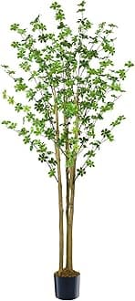 Artificial Enkianthus Silk Tree 6FT Tall Large Faux Plants with Moss Indoor Outdoor Spring Fake Trees for Home Decor Living Room Porch Office Decoration