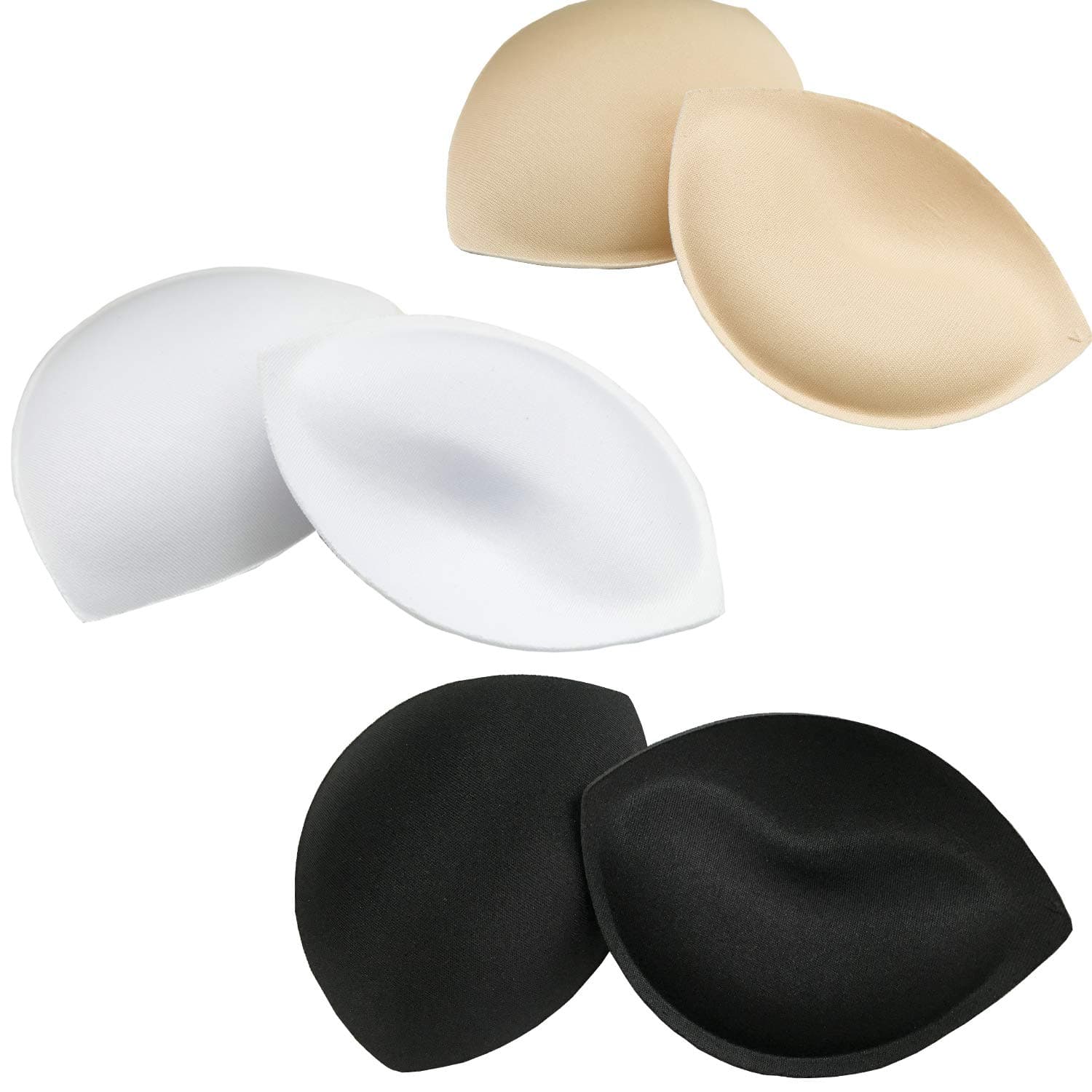 VicSec3 Pair Removable Bra Pads Inserts, Removable Breathable Push Up Breast Chest Enhancer Bra Foam Sponge Pads for Yoga Sport Bra, Swimwear, Bikini, Evening Gowns, Wedding Dresses, 3 Color, One