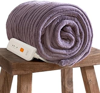 GOTCOZY Electric Blanket Heated Throw 50''X60''- Ribbed Faux Fur Heated Blanket with 5 Heating Level & 3 Hour Auto Off Heating Blanket, ETL&FCC Certified Machine Washable(Violet)