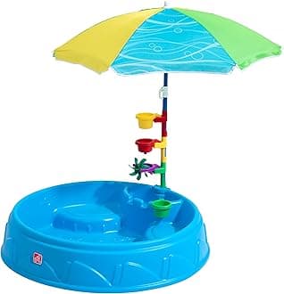 Step2 Play & Shade Pool children's pool with parasol in Blue | Small pool/Toddler pool/paddling pool made of plastic 37 X 7,4 inch | Can also be used as sandbox