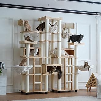 94'' H Large Solid Wood Cat Tree Multi-Level Tall Cat Tower Cat Tree for Indoor Cats Large Adult