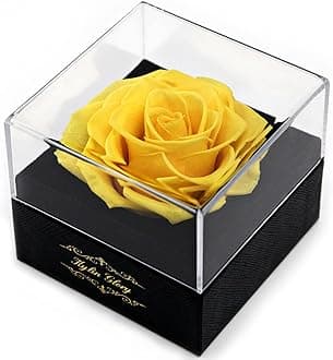 Kylin Glory Fresh Cut Flower Preserved Rose for Women Mom Wife Girlfriend - Flower Gift Real Rose Decor for Mother's Day Valentine's Day Wedding Party Celebration Birthday Anniversary (Yellow)
