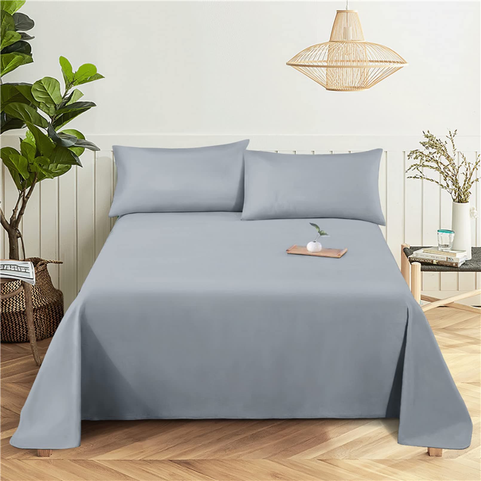 LLBBSS Solid Color 0.9/1.2/1.5/1.8/2.0M Digital Printing Polyester Bed Flat Sheet With Pillowcase Print Bedding Set