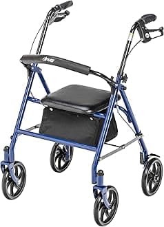 Drive Medical Four Wheel Walker Rollator with Fold Up Removable Back Support