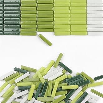 Youway Style Mosaic Tiles for Crafts Bulk,200g Green Colors Mosaic Glass Pieces,Strips Shapes Glass Tiles for DIY Crafts Art,Mosaic Supplies and Mosaic Projects (Multi-Green)