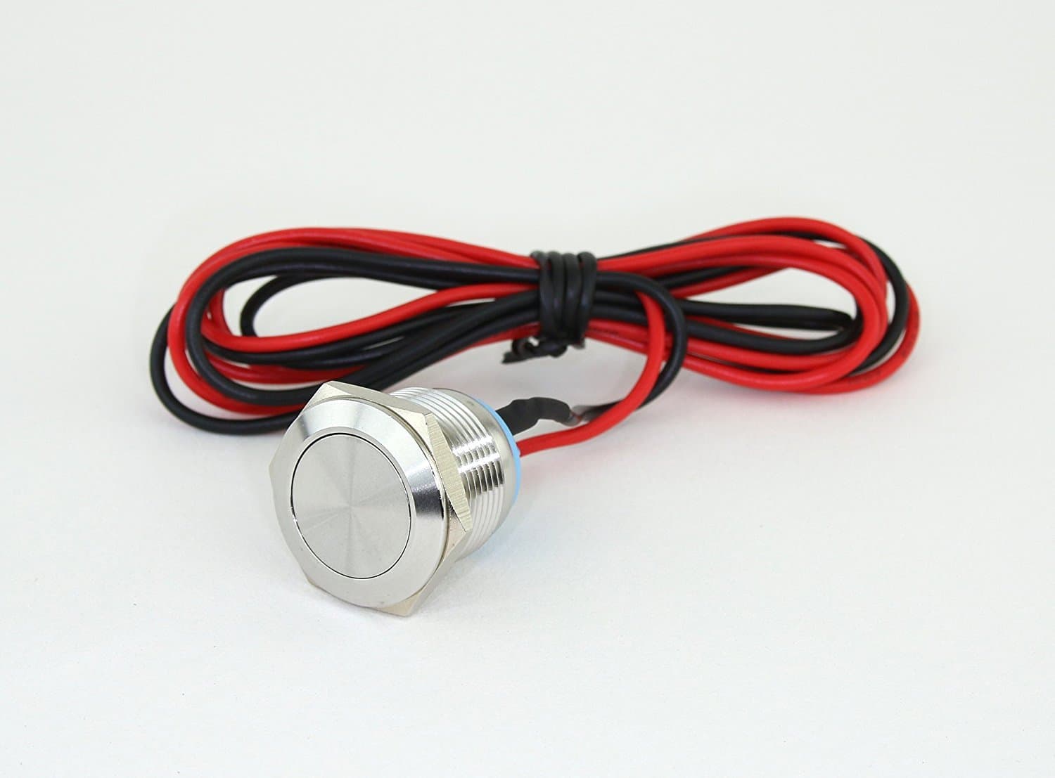Push Button Momentary Switch, N.O. Metal Dome Push Switch, Shallow Depth 22mm X 28mm, Pigtail Easy Wiring