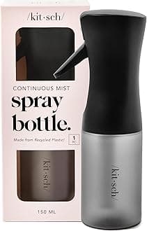 Kitsch Spray Bottle for Hair 150ml - Continuous Water Spray bottle for Hair, Cleaning, Gardening, Versatile Spray Bottles - With Ultra Fine Mist - Made from Recycled Plastic - Black