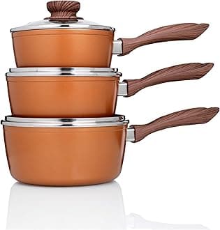 Copper Stone Pans: Saucepans - 6 Piece pan Sets in The Amazing Copper Stone Range of Non-Stick cookware