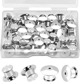 Ceryvop 30 PCS Locking Pin Backs Locking Pin Keepers Clasp, Metal Pin Locks Back