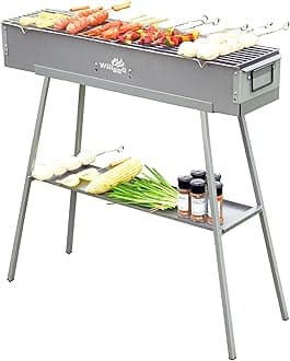 WILLBBQ Charcoal Grills Commercial Quality Portable Hibachi BBQ Lamb Skewer Detachable‌ Camping Barbecue Grill for Backyard Outdoor Cooking Use(31.6x7.1x5.1 inch)