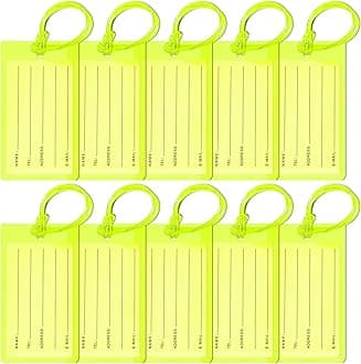 10 Pack Luggage Tags for Suitcases, Airplane Travel Essentials for Flying, International Travel Must Haves, and Luggage Accessories by Sodsay