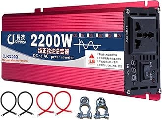 Upgraded high Power 6000W 8000W 10000W 12000W 16000W Pure Sine Wave Power Inverter 12V 24V 48V DC to 110V 220V AC Converter with LED Display for Car/RV Home Solar System(2200W,12Vto110V)