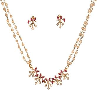 by Touchstone Traditional Indian Bollywood Studded Diamond Look Black Beads Symbolic Designer Jewelry Mangalsutra Pendant Set in Gold Tone for Women.