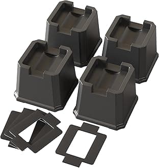 - 4 Pack Bed Risers 3 Inch Heavy Duty Bed Elevators Lifts Fits to Wheels of Furniture, Sofa, Table and Couch, Black