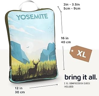 Large Packing Cubes for Travel-Extra Large Compression Packing Cube Luggage Organizers 7 Piece Set-Ultralight, Expandable/Compression Bags for Clothes by TRIPPED Travel Gear (National Parks)