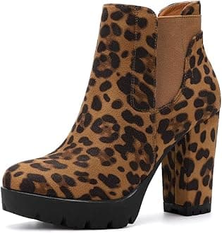 Allegra K Women's Chunky High Heel Platform Ankle Boots