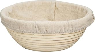 eoocvt 7.9 inch Round Banneton Brotform Bread Dough Proofing Rising Rattan Handmade Basket with Linen Liner Cloth - 20 x 8cm