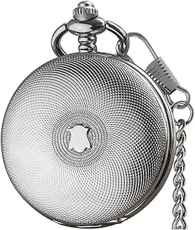 VIGOROSO Vintage Hand Wind Up Pocket Watches for Men, Mechanical Pocket Watch with Chain, Mens Skeleton Pocketwatch