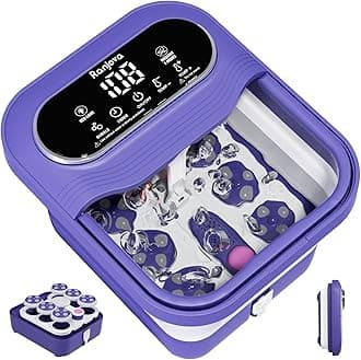 Ranjova Foot Spa Electric Rotary Massage, Collapsible Foot Bath with Heat, Bubble Jets,Temp Control, and 24 Motorized Shiatsu Massage Balls, Pedicure Foot Spa for Feet Relaxation (Blue)