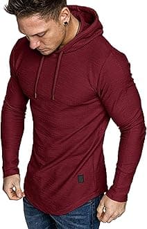 Mens Fashion Athletic Hoodies Sport Sweatshirt Solid Color Fleece Pullover