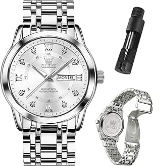 OLEVSMen's Luxury Watch Waterproof Luminous Easy Read Chronograph Watches Full Gold/White Dail/Black Face with Calendar Wristwatch