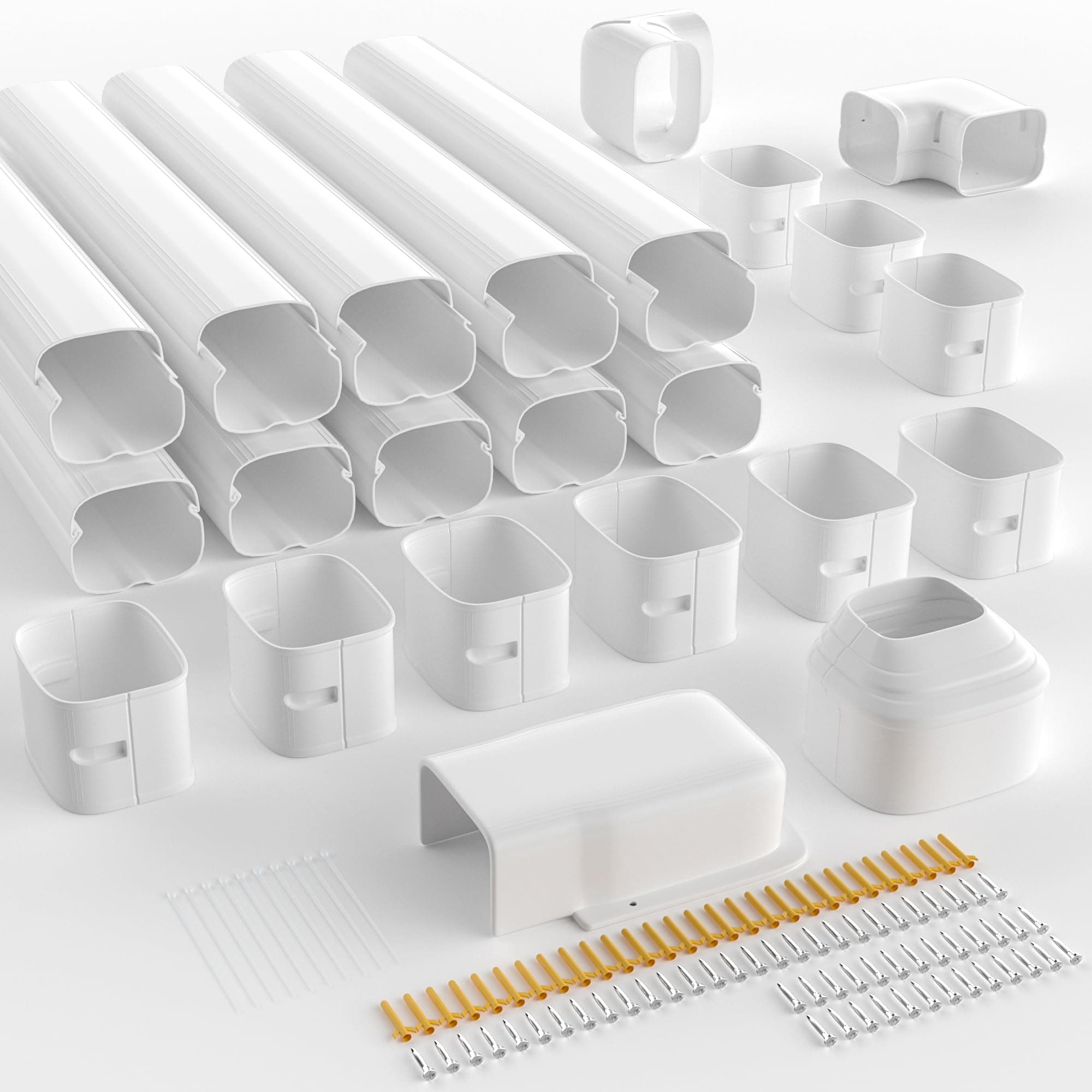 4" 14Ft Mini Split Line Set Cover Kit, Line Set Cover Kit For Mini Split, PVC Decorative Line Set Cover for Ductless Air Conditioners