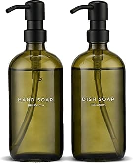 MaisoNovo Soap Dispenser 2-Piece Set | 16.9oz Green Bottles with Black Plastic Pumps