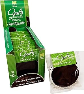 Seely Mint Patty Dark Chocolate Box, 1 oz Patties, 12 Pack