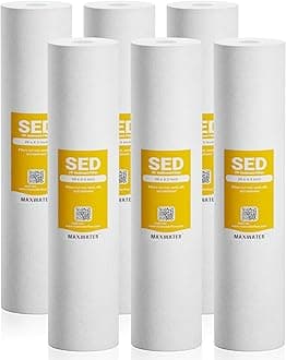 Max Water 5 Micron 20 x 4.5 Sediment Filter 20 inch Whole House BB Water Filteration System Replacement Compatible Cartridge DGD-5005-20, FP25B, AP810-6, FPMB5-20, P5-20, 155358-43, 6 Pack