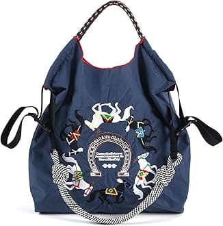 Ball&Chain Stylish Women's Reusable Shopping Bag for Leisure, Travel, and Beach Trips (Blue, Medium)
