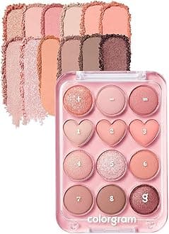 Pin Point Eyeshadow Palette 01 Peach+Coral= | Ultra-Blendable Matte, Glitter, Shimmer Shades for Daily Makeup | K-Beauty Eye Palette with Easy-to-Use Calculator Design